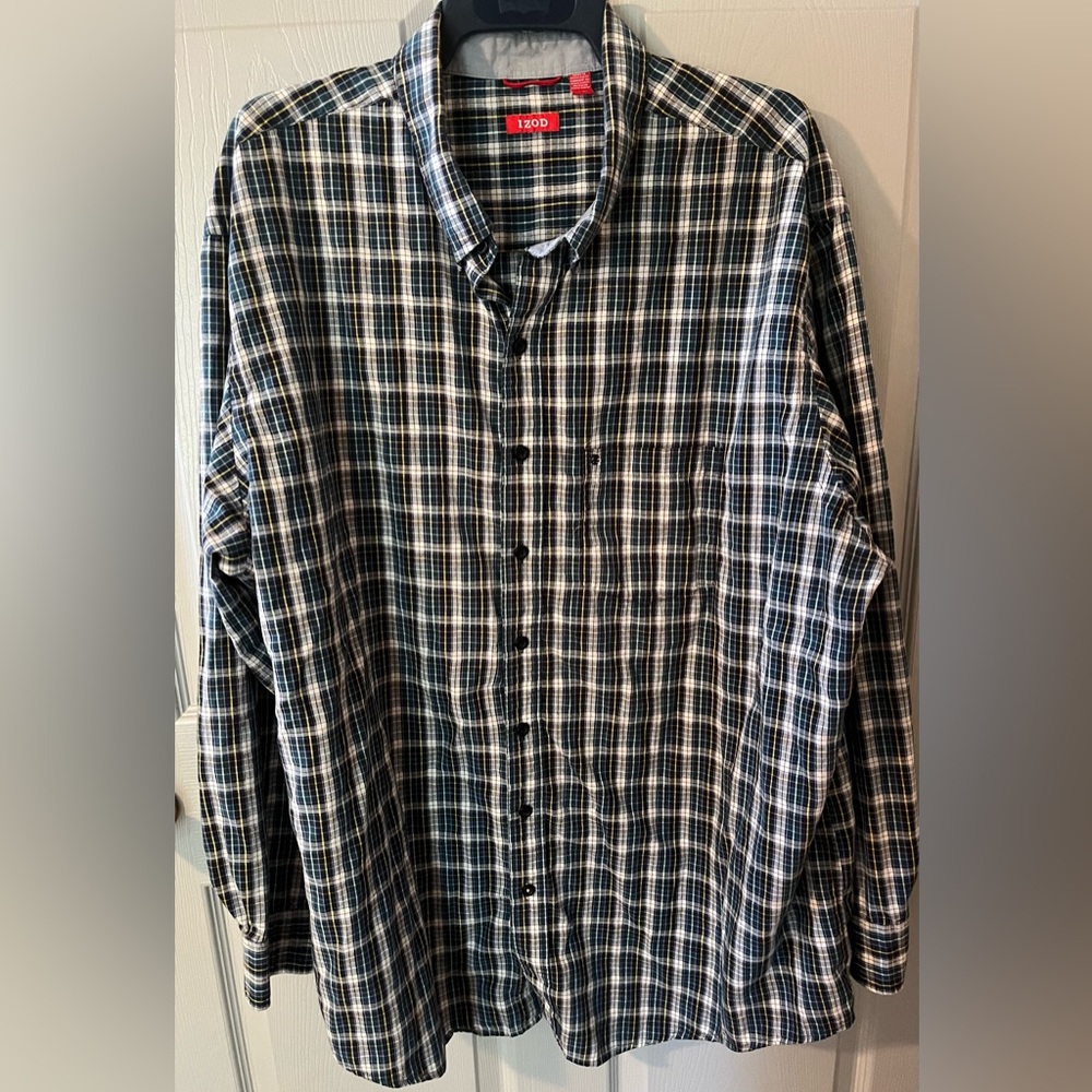 Izod Men’s Shirt Size 3XLT Colors - Blue/Yellow/Green Plaid